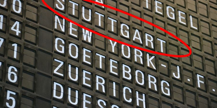 Texttafel mit Städten und insb. Stuttgart