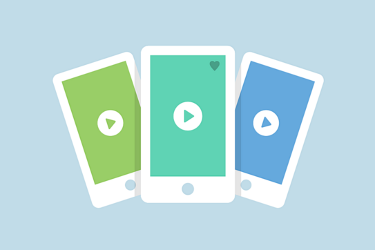 Gezeichnete Smartphones mit einem Video Playbutton
